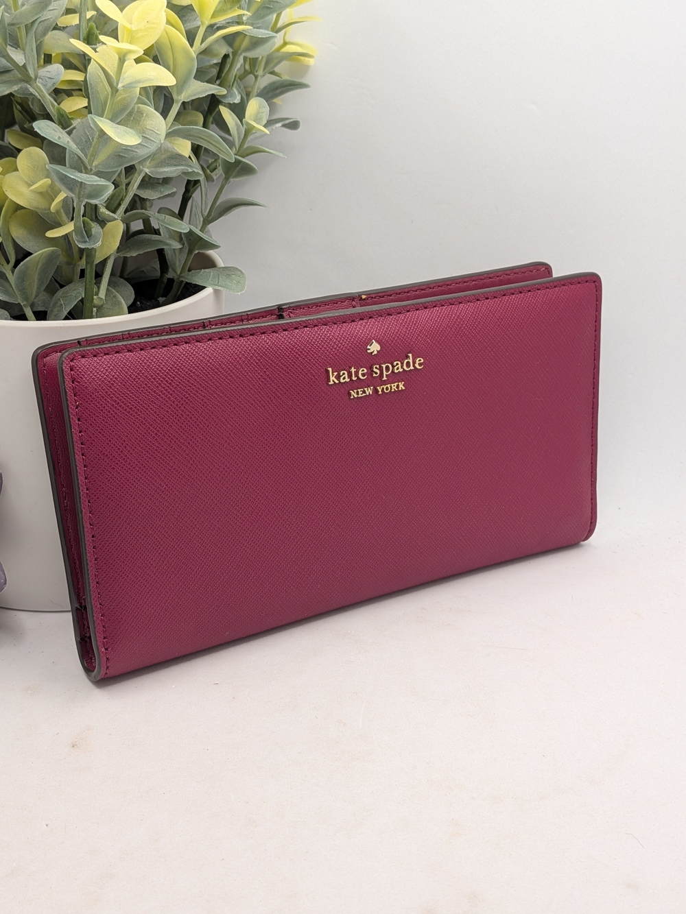 kate spade New York Magenta Saffiano Leather Continental Wallet